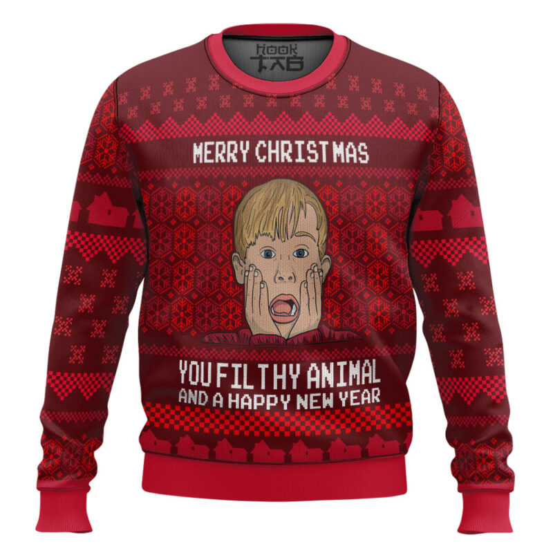 Hooktab Merry Xmas Filthy Animal Home Alone Ugly Christmas Sweater
