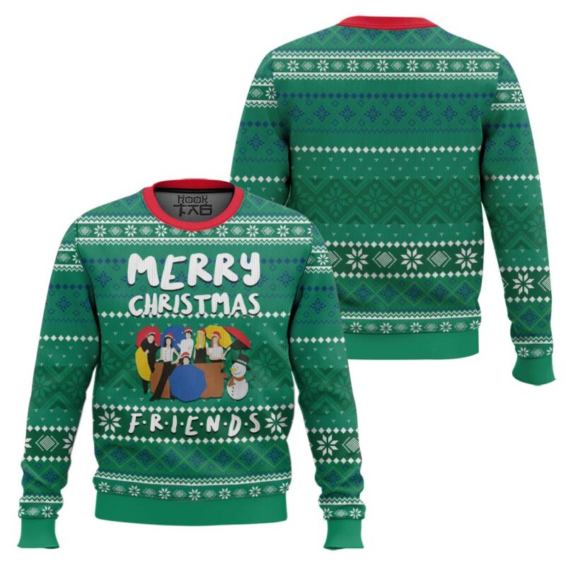 Hooktab Merry Xmas Friends Ugly Christmas Sweater Hooktab Merry Xmas Friends Ugly Christmas Sweater