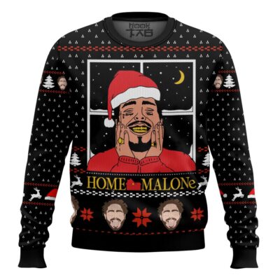 Hooktab Merry Xmas Home Malone Ugly Christmas Sweater