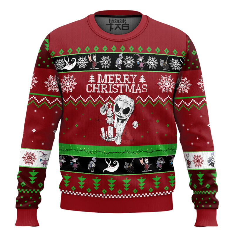 Hooktab Merry Xmas Jack Skellington Ugly Christmas Sweater