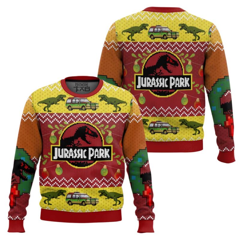 Hooktab Merry Xmas Jurassic Park Ugly Christmas Sweater Hooktab Merry Xmas Jurassic Park Ugly Christmas Sweater