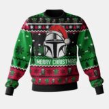 Hooktab Merry Xmas Mandalorian Star Wars Ugly Christmas Sweater