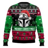 Hooktab Merry Xmas Mandalorian Star Wars Ugly Christmas Sweater