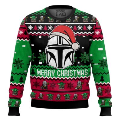 Hooktab Merry Xmas Mandalorian Star Wars Ugly Christmas Sweater