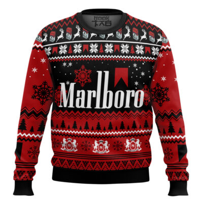 Hooktab Merry Xmas Marlboro Cigarette Ugly Christmas Sweater
