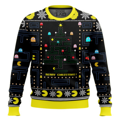 Hooktab Merry Xmas Pac Man Ugly Christmas Sweater