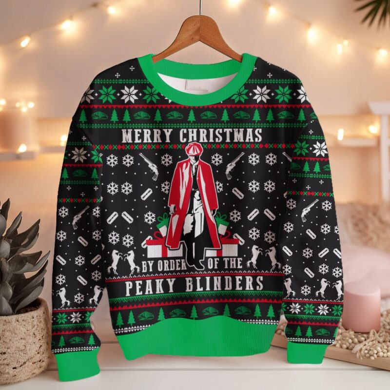Hooktab Merry Xmas Peaky Blinders Ugly Christmas Sweater Hooktab Merry Xmas Peaky Blinders Ugly Christmas Sweater