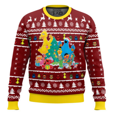 Hooktab Merry Xmas Sesame Street Ugly Christmas Sweater