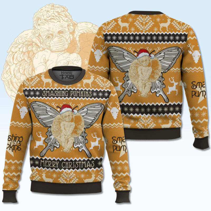 Hooktab Merry Xmas Smashing Pumpkins Ugly Christmas Sweater Hooktab Merry Xmas Smashing Pumpkins Ugly Christmas Sweater