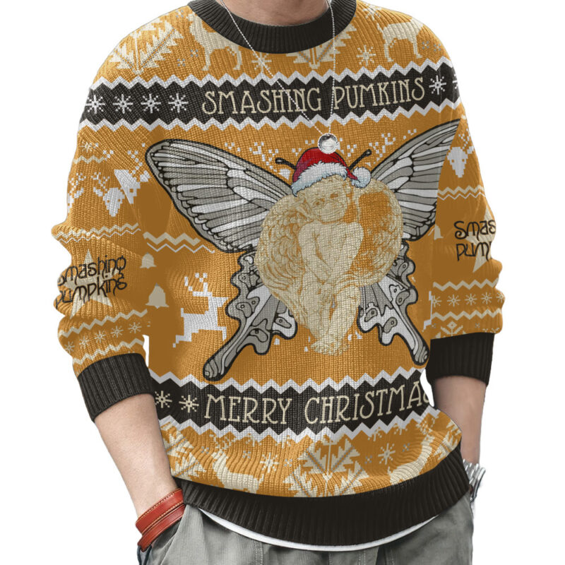 Hooktab Merry Xmas Smashing Pumpkins Ugly Christmas Sweater Hooktab Merry Xmas Smashing Pumpkins Ugly Christmas Sweater