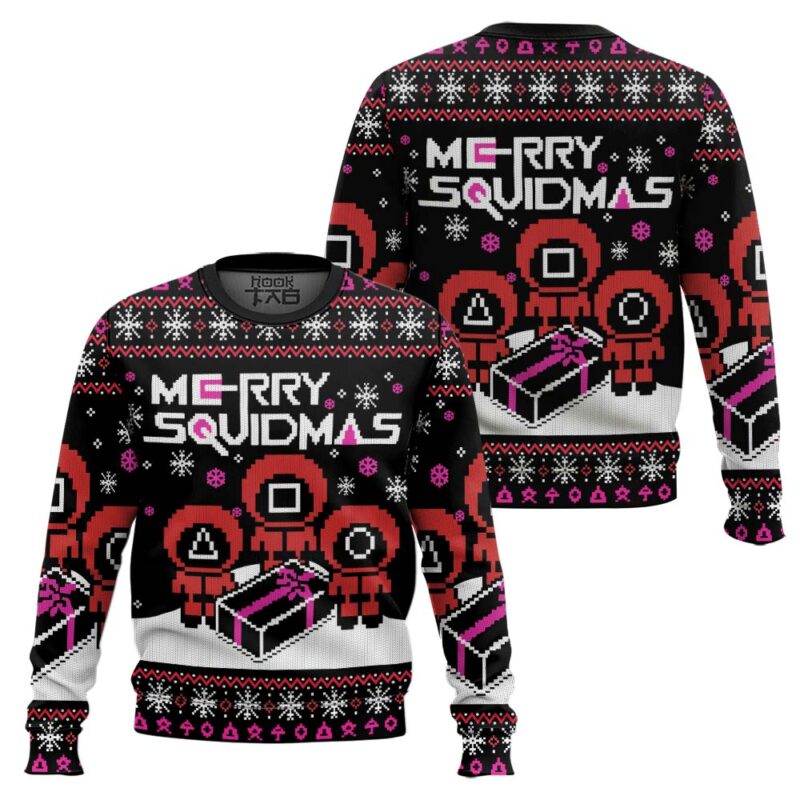 Hooktab Merry Xmas Squid Game Ugly Christmas Sweater Hooktab Merry Xmas Squid Game Ugly Christmas Sweater