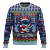 Hooktab Merry Xmas Stitch Santa Lilo And Stitch Ugly Christmas Sweater