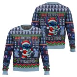 Hooktab Merry Xmas Stitch Santa Lilo And Stitch Ugly Christmas Sweater