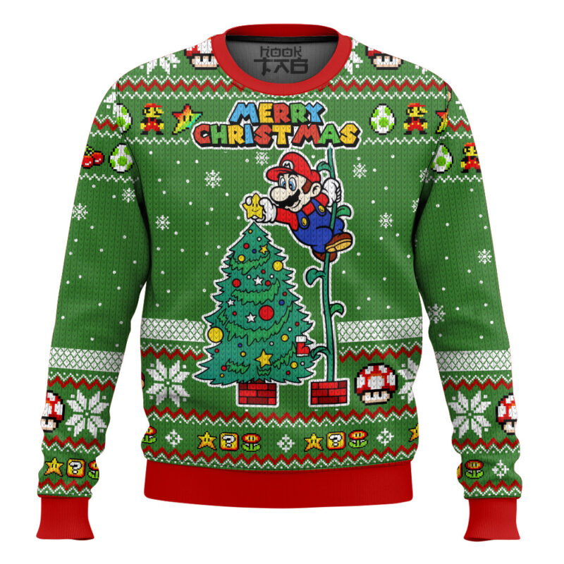 Hooktab Merry Xmas Super Mario Ugly Christmas Sweater