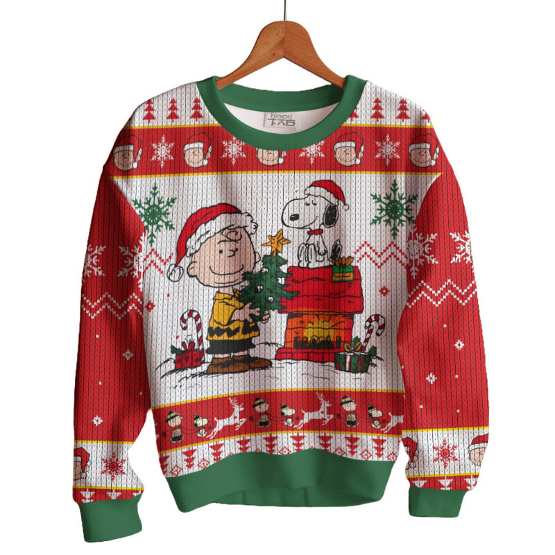 Hooktab Merry Xmas The Charlie Brown and Snoopy Show Ugly Christmas Sweater Hooktab Merry Xmas The Charlie Brown and Snoopy Show Ugly Christmas Sweater