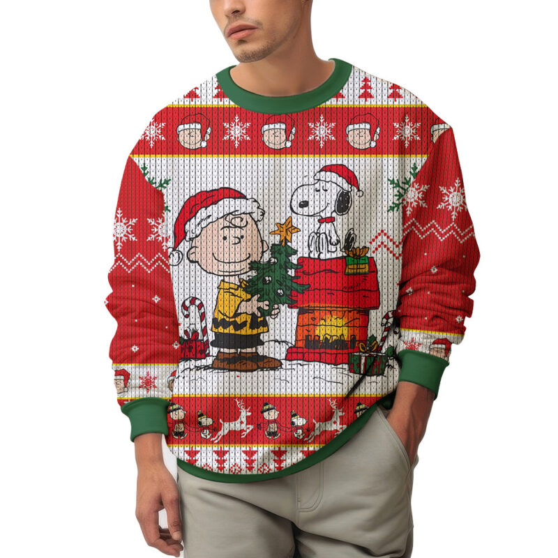 Hooktab Merry Xmas The Charlie Brown and Snoopy Show Ugly Christmas Sweater Hooktab Merry Xmas The Charlie Brown and Snoopy Show Ugly Christmas Sweater