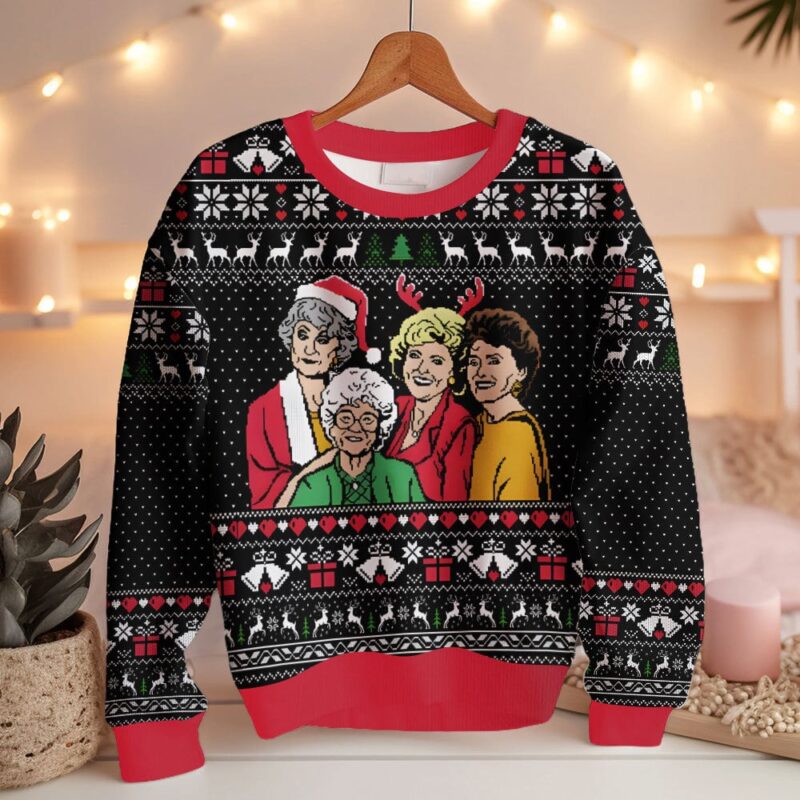 Hooktab Merry Xmas The Golden Girls Ugly Christmas Sweater Hooktab Merry Xmas The Golden Girls Ugly Christmas Sweater
