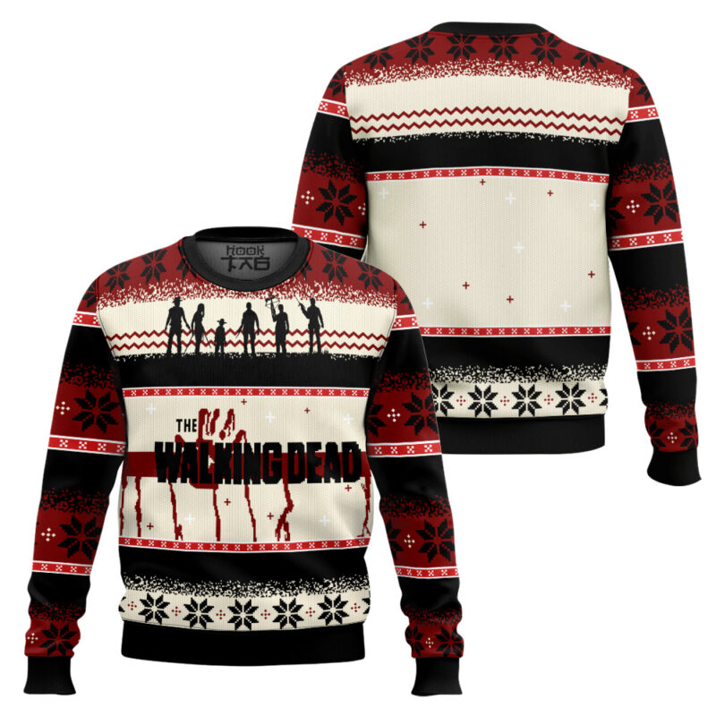 Hooktab Merry Xmas The Walking Dead Ugly Christmas Sweater Hooktab Merry Xmas The Walking Dead Ugly Christmas Sweater