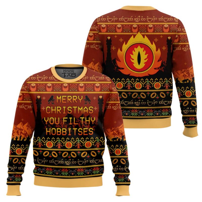 Hooktab Merry Xmass You Filthy Hobbitses The Lord Of The Rings Ugly Christmas Sweater Hooktab Merry Xmass You Filthy Hobbitses The Lord Of The Rings Ugly Christmas Sweater