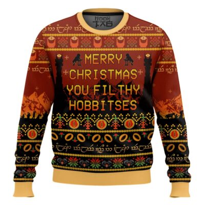 Hooktab Merry Xmass You Filthy Hobbitses The Lord Of The Rings Ugly Christmas Sweater
