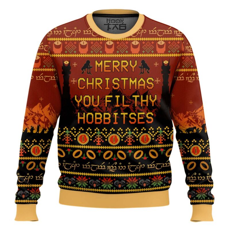 Hooktab Merry Xmass You Filthy Hobbitses The Lord Of The Rings Ugly Christmas Sweater