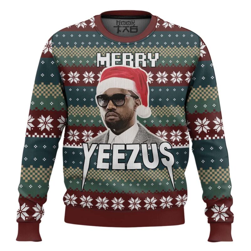 Hooktab Merry Yeezus Kanye West Ugly Christmas Sweater