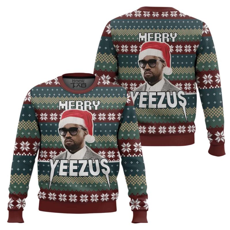 Hooktab Merry Yeezus Kanye West Ugly Christmas Sweater Hooktab Merry Yeezus Kanye West Ugly Christmas Sweater
