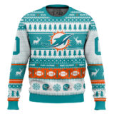 Hooktab Miami Dolphins - Custom Name And Number Ugly Sweater