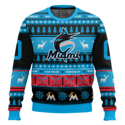 Hooktab Miami Marlins - Custom Name And Number Ugly Sweater