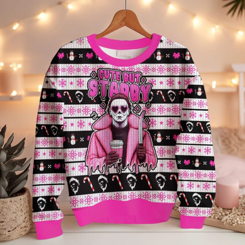 Hooktab Michael Myers Cute But Stabby Ugly Christmas Sweater Hooktab Michael Myers Cute But Stabby Ugly Christmas Sweater