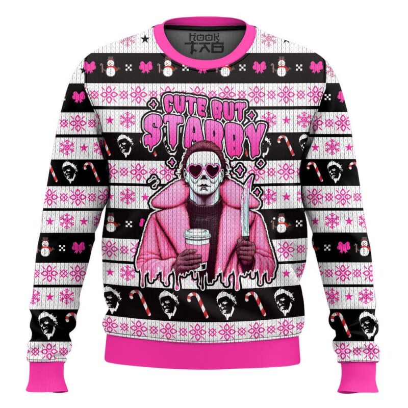 Hooktab Michael Myers Cute But Stabby Ugly Christmas Sweater