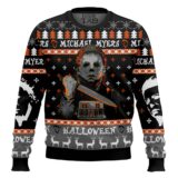 Hooktab Michael Myers Happy Halloween Ugly Christmas Sweater