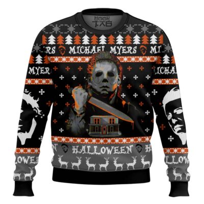 Hooktab Michael Myers Happy Halloween Ugly Christmas Sweater