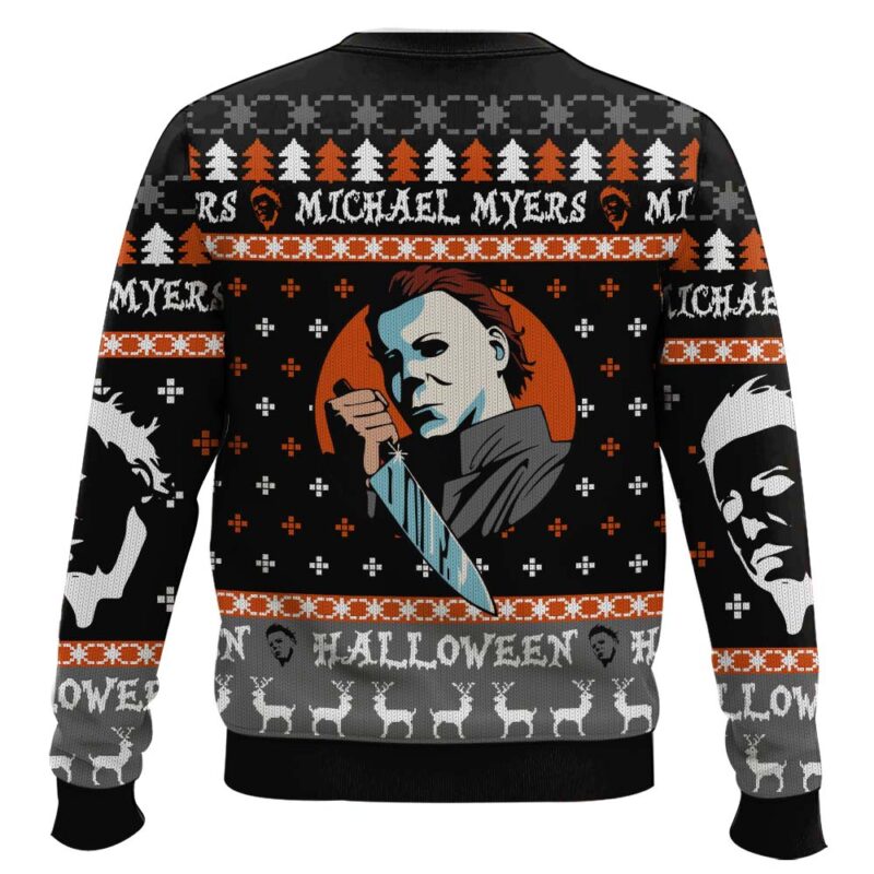 Hooktab Michael Myers Happy Halloween Ugly Christmas Sweater Hooktab Michael Myers Happy Halloween Ugly Christmas Sweater