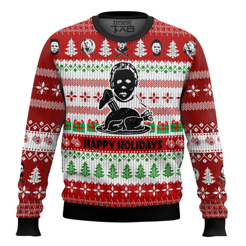 Hooktab Michael Myers Happy Holidays Ugly Christmas Sweater