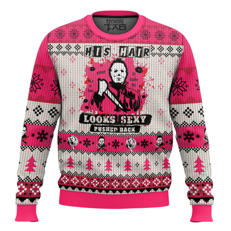 Hooktab Michael Myers His Hair Looks Sexy Pushed Back Ugly Christmas Sweater