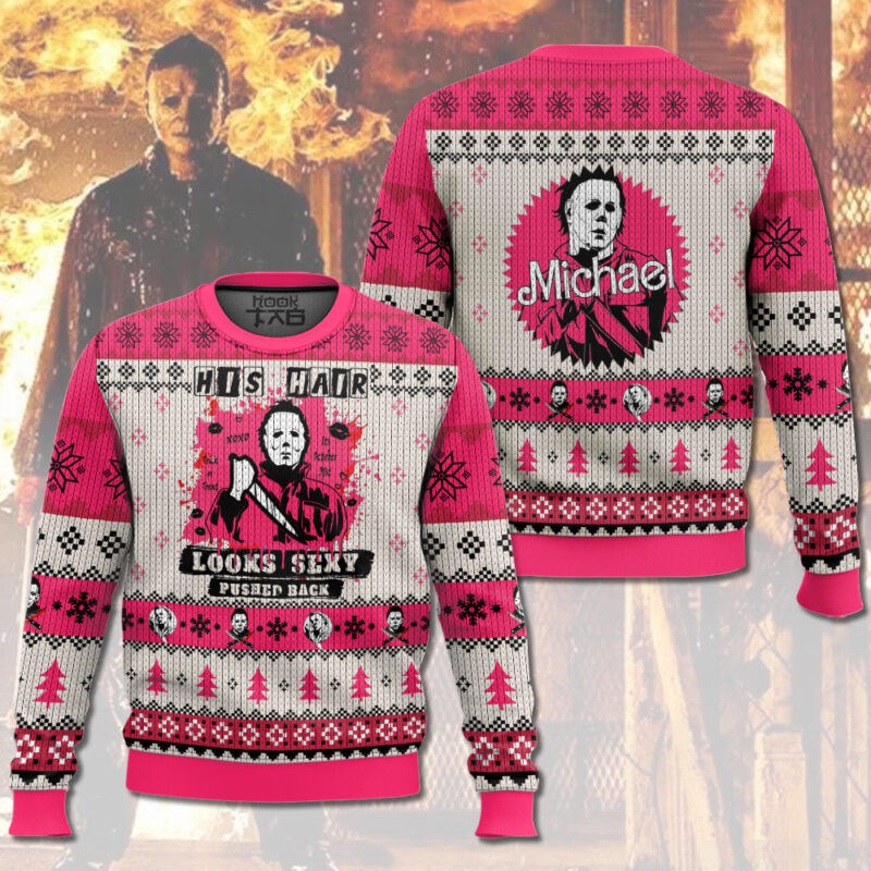 Hooktab Michael Myers His Hair Looks Sexy Pushed Back Ugly Christmas Sweater Hooktab Michael Myers His Hair Looks Sexy Pushed Back Ugly Christmas Sweater