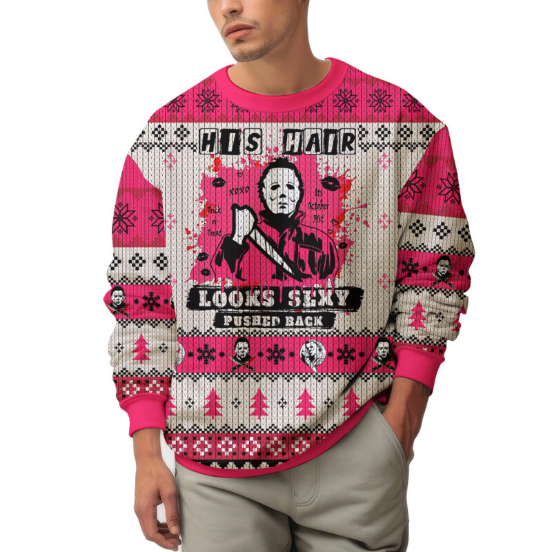 Hooktab Michael Myers His Hair Looks Sexy Pushed Back Ugly Christmas Sweater Hooktab Michael Myers His Hair Looks Sexy Pushed Back Ugly Christmas Sweater