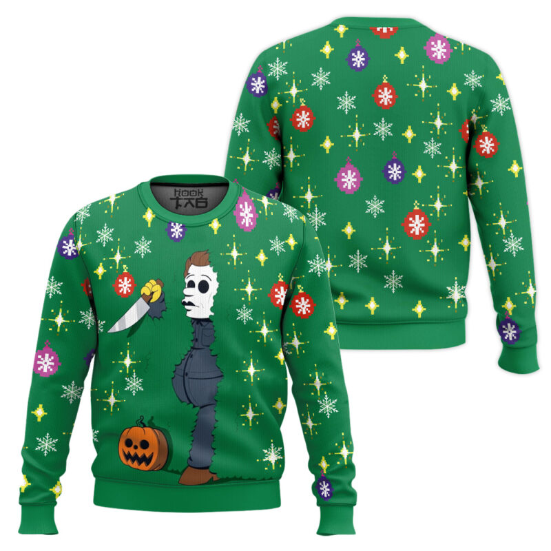 Hooktab Michael Myers In The Bush Ugly Christmas Sweater Hooktab Michael Myers In The Bush Ugly Christmas Sweater