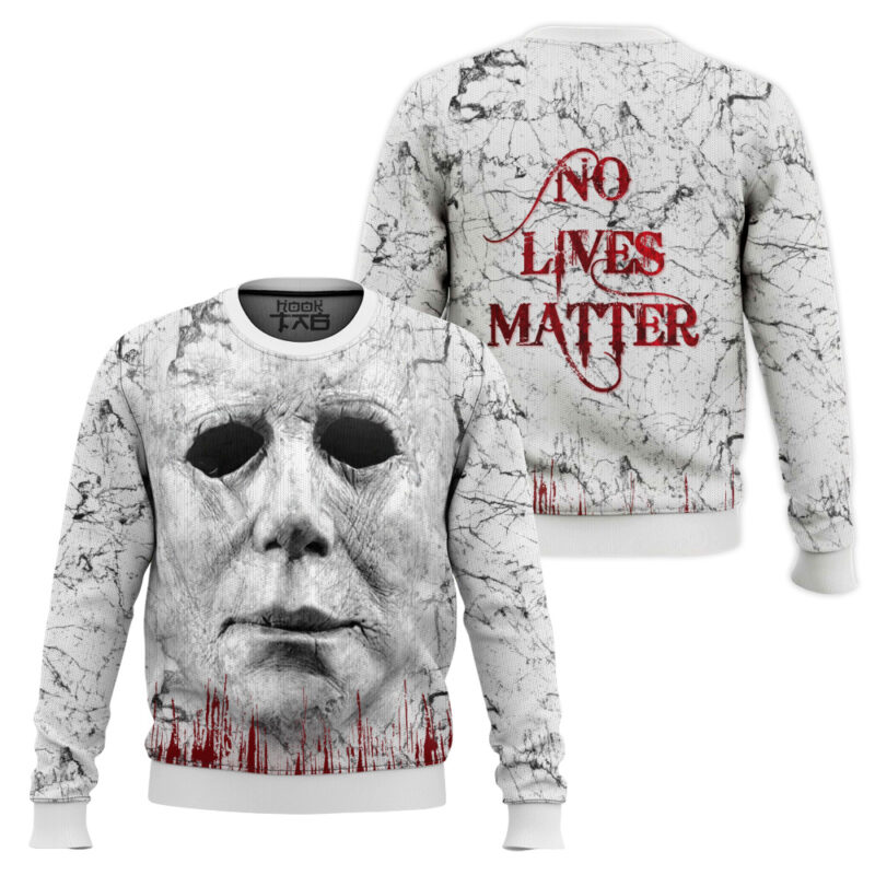 Hooktab Michael Myers No Lives Matter Ugly Christmas Sweater Hooktab Michael Myers No Lives Matter Ugly Christmas Sweater