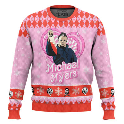 Hooktab Michael Myers Pink Halloween Ugly Christmas Sweater