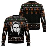 Hooktab Michael Myers Pumpkin Slasher Ugly Christmas Sweater