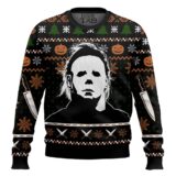 Hooktab Michael Myers Pumpkin Slasher Ugly Christmas Sweater