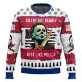 Hooktab Michael Myers Silent But Deadly Halloween Ugly Christmas Sweater