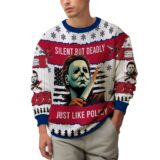 Hooktab Michael Myers Silent But Deadly Halloween Ugly Christmas Sweater