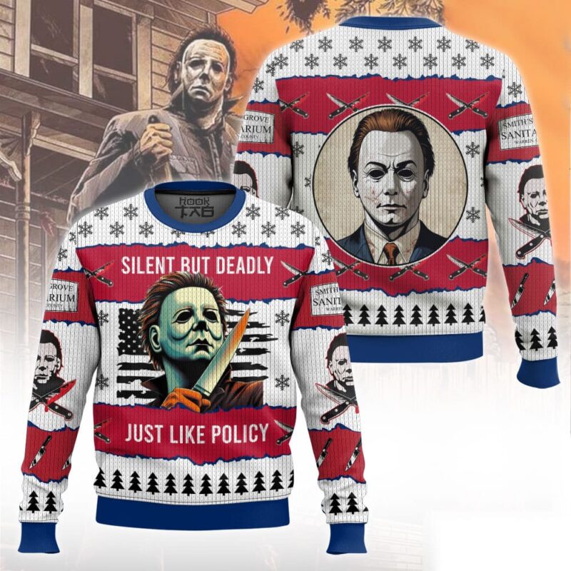 Hooktab Michael Myers Silent But Deadly Halloween Ugly Christmas Sweater Hooktab Michael Myers Silent But Deadly Halloween Ugly Christmas Sweater
