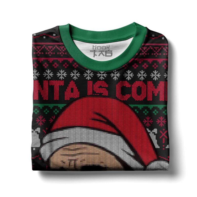 Hooktab Michael Scott Santa Is Coming The Office Ugly Christmas Sweater Hooktab Michael Scott Santa Is Coming The Office Ugly Christmas Sweater