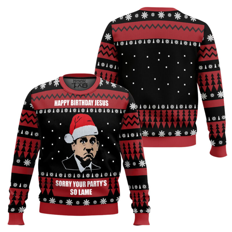 Hooktab Michael Scott Your Party's So Lame The Office Ugly Christmas Sweater Hooktab Michael Scott Your Party's So Lame The Office Ugly Christmas Sweater