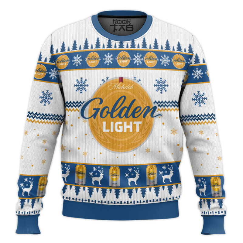 Hooktab Michelob Golden Light Ugly Christmas Sweater