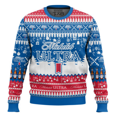 Hooktab Michelob Ultra American Beer Ugly Christmas Sweater